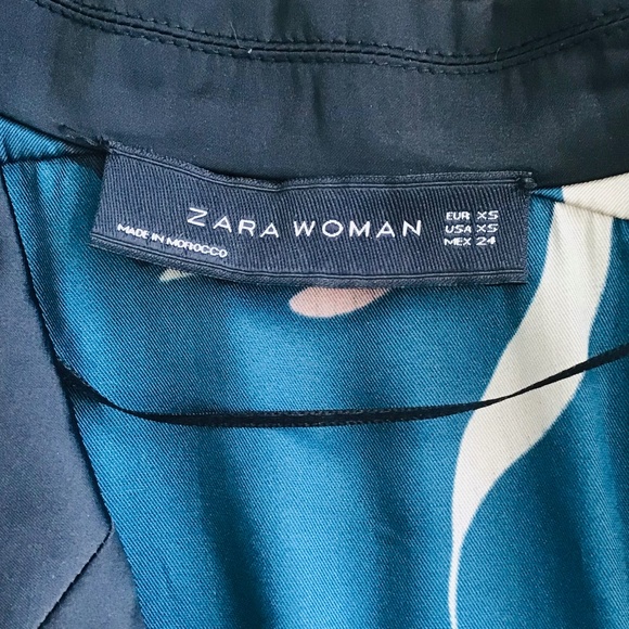 ZARA fits size S-M silky jacket blouse in dark green with floral pattern - Picture 9 of 11